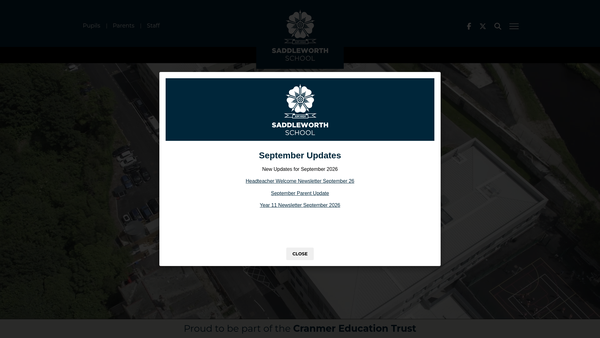 Screenshot of the Saddleworth School Fund website