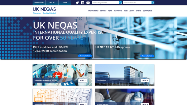 Screenshot of the United Kingdom National External Quality Assessment Service website