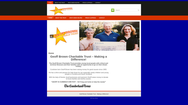 Screenshot of the Geoff Brown Charitable Trust website