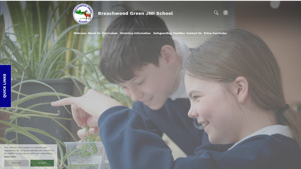 Screenshot of the The Breachwood Green Jmi Parents, Teachers And Friends Association website
