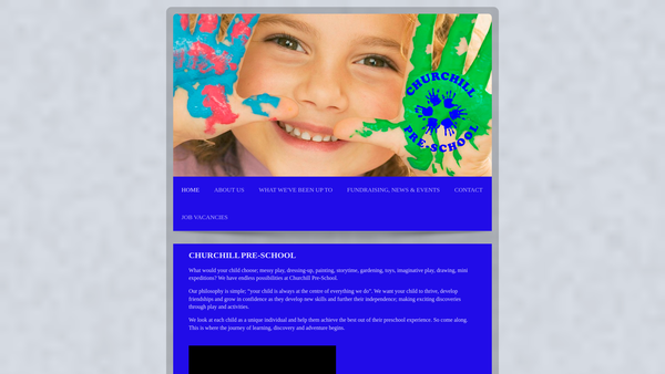 Screenshot of the Churchill Preschool website