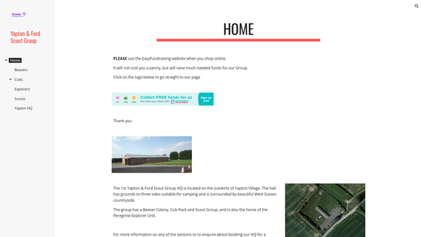 Screenshot of the 1st Yapton And Ford Scout Group website