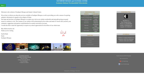 Screenshot of the Southport Muslim Society website