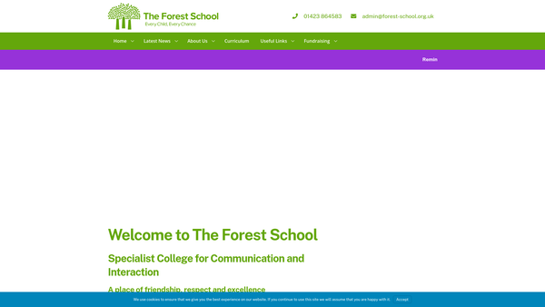 Screenshot of the Forest School Fund website