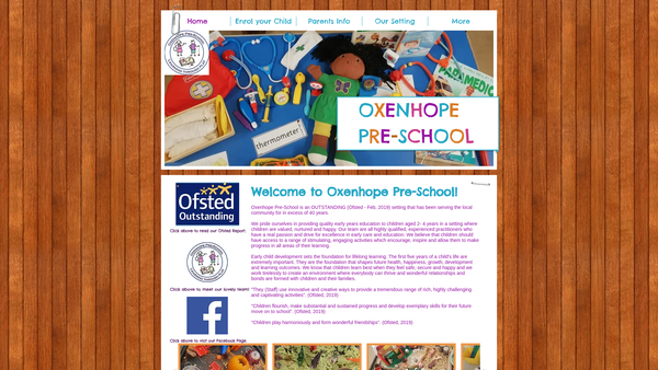 Screenshot of the Oxenhope Under Fives website