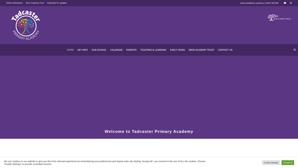 Screenshot of the Tadcaster Primary Academy Community (TPAC) website