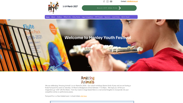 Screenshot of the Henley Youth Festival Trust website