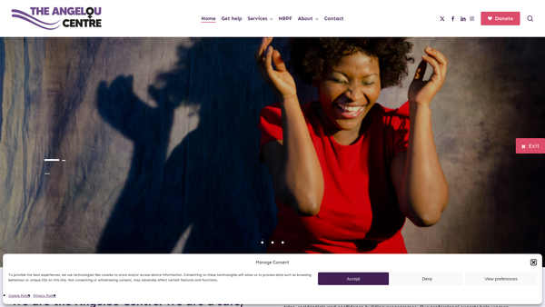 Screenshot of the The Angelou Centre website