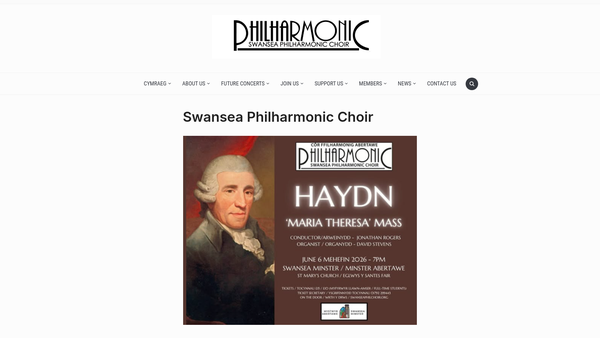 Screenshot of the Swansea Philharmonic Choir website