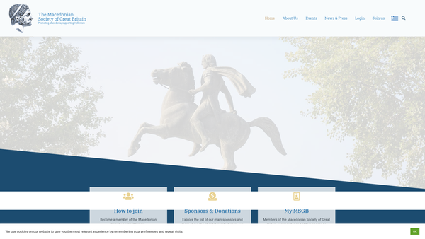 Screenshot of the The Macedonian Society Of Great Britain website