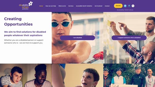 Screenshot of the Disability Action Yorkshire website