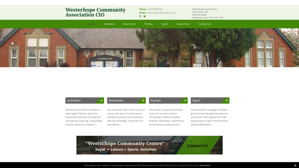 Screenshot of the Westerhope And District Community Association website