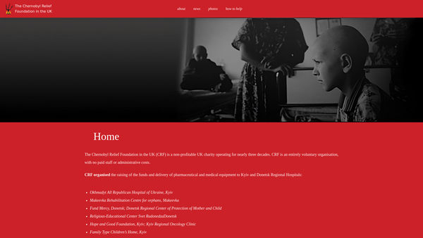 Screenshot of the The Chernobyl Relief Foundation In The UK website