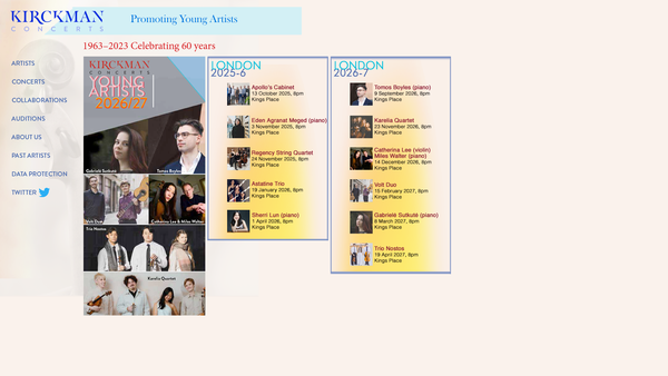 Screenshot of the Kirckman Concert Society Limited website