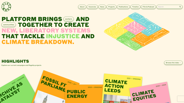 Screenshot of the Platform (London) website