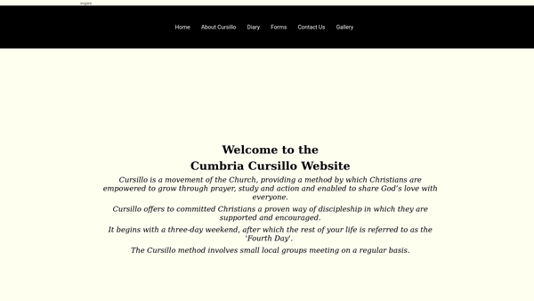 Screenshot of the Cumbria Cursillo website