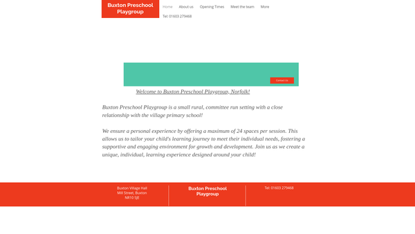 Screenshot of the Buxton Playgroup website