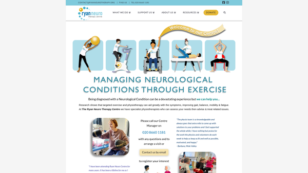 Screenshot of the Ryan Neuro Therapy Centre website