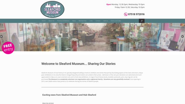 Screenshot of the Sleaford Museum Trust website