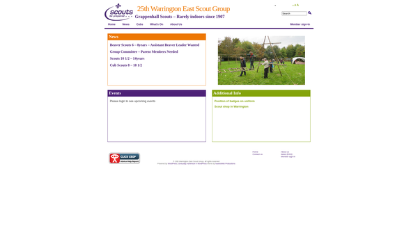 Screenshot of the 25th Warrington East (St Wilfrid's) Scout Group website