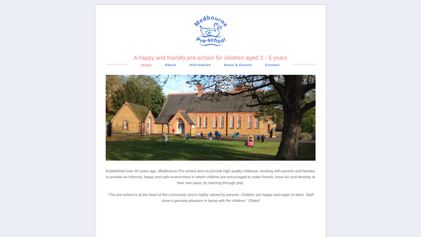 Screenshot of the Medbourne Playgroup website
