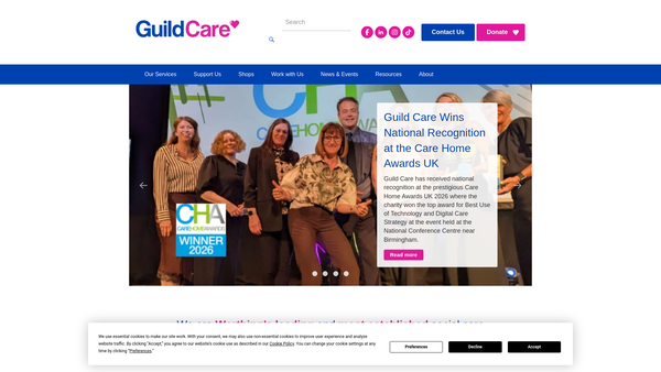 Screenshot of the Guild Care website