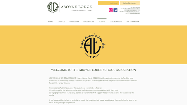 Screenshot of the The Aboyne Lodge School Association website