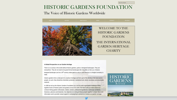 Screenshot of the The Historic Gardens Foundation website