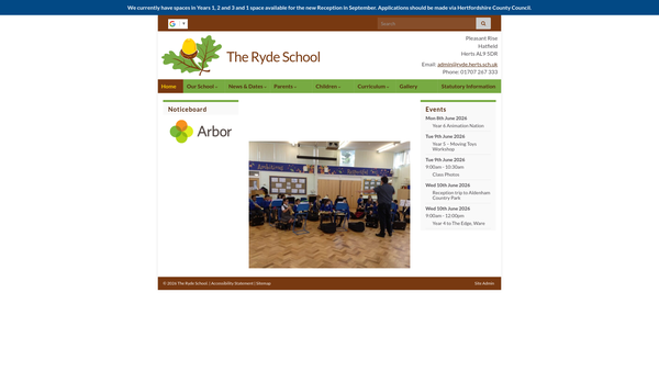 Screenshot of the The Ryde School Parent Teacher Association website