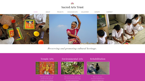 Screenshot of the Sacred Arts Trust website