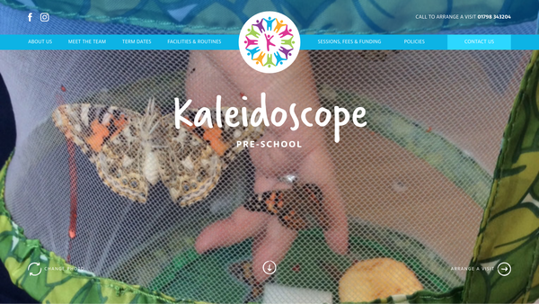 Screenshot of the Kaleidoscope Pre-School website