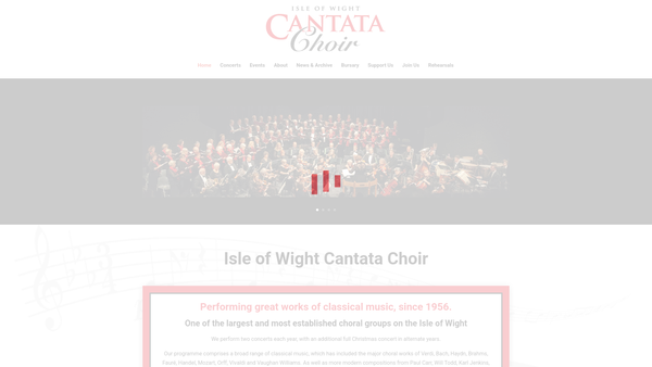 Screenshot of the Isle Of Wight Cantata Choir website