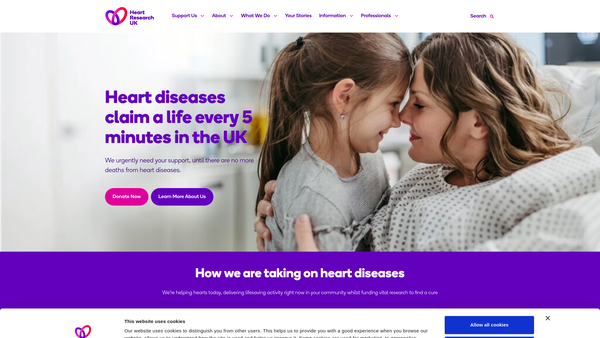 Screenshot of the Heart Research UK website
