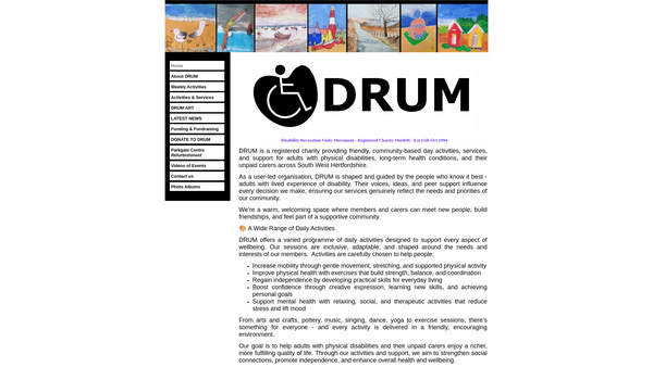 Screenshot of the Disability Recreation Unity Movement website