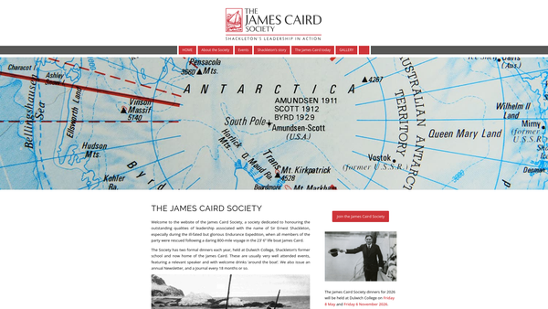 Screenshot of the The James Caird Society website