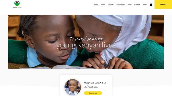Screenshot of the Karibuni Children website