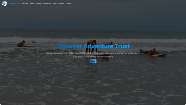 Screenshot of the Stammer Adventure Trust website