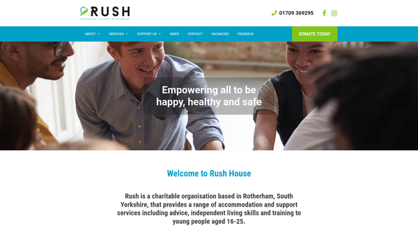 Screenshot of the Rush House Ltd website
