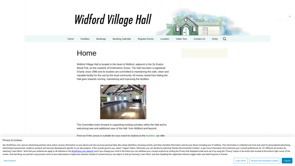 Screenshot of the Widford Village Hall website
