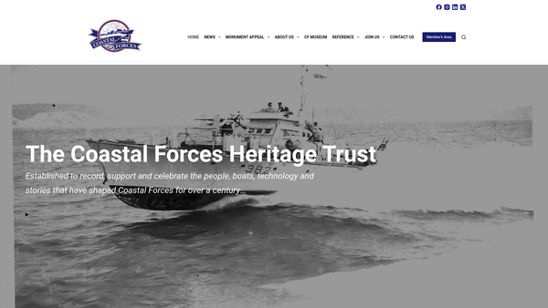 Screenshot of the The Coastal Forces Heritage Trust website
