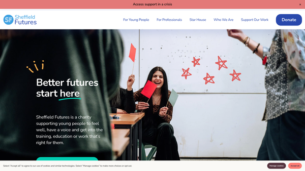 Screenshot of the Sheffield Futures website