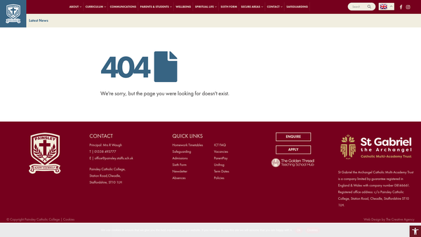 Screenshot of the Painsley PTA website
