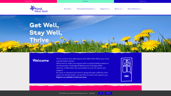 Screenshot of the West Kent Mind website