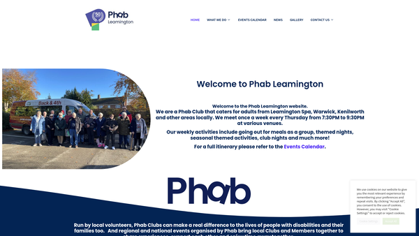 Screenshot of the Leamington PHAB website