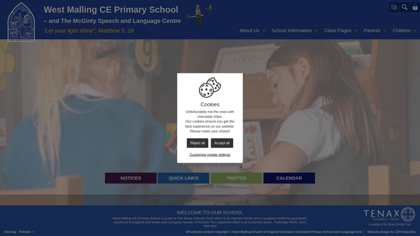 Screenshot of the Friends Of West Malling C Of E Primary School website