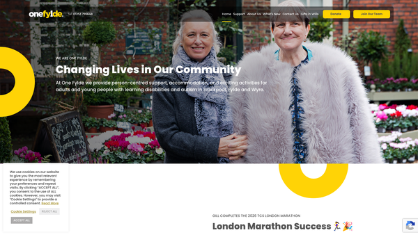 Screenshot of the One Fylde Limited website