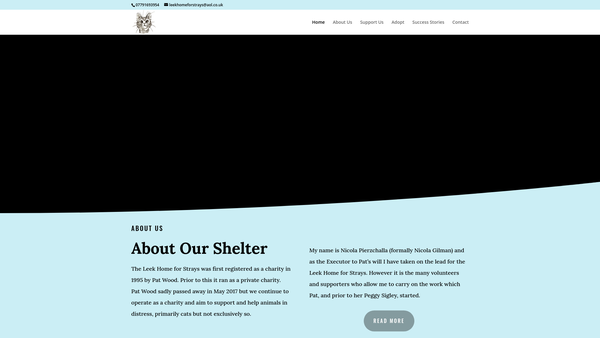 Screenshot of the The Leek Home For Stray Cats And Dogs website