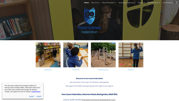 Screenshot of the Friends Of Four Lanes Schools website