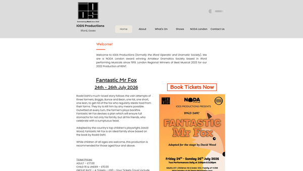 Screenshot of the Ilford Operatic And Dramatic Society website