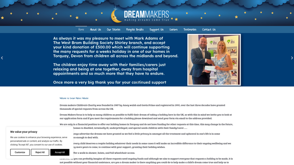 Screenshot of the Dream Makers website
